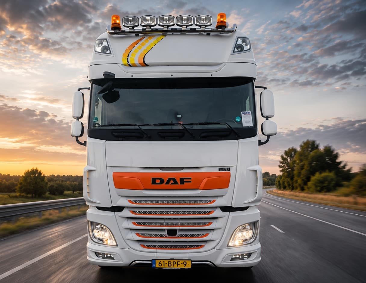 Front view of VTX Logistics DAF truck
